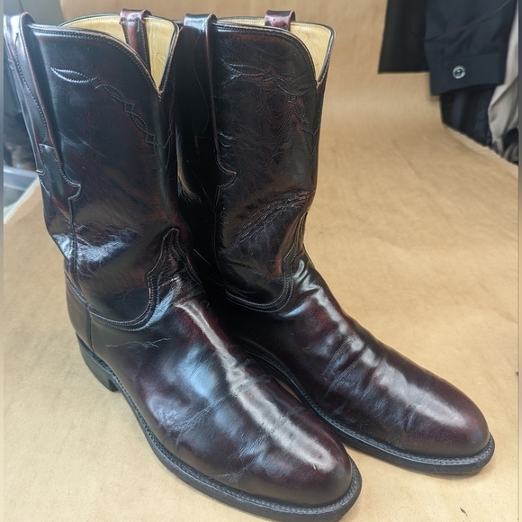 Lucchese Classics men's size 10.5E black cherry leather classic Western cowboy b - Picture 1 of 12